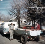Hauling a boat with a Chevrolet truck.