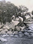 Darlene & Bobbie on rockpile - 1942
