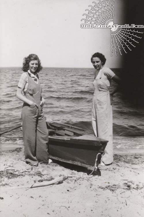 Two Pretty Girls on the shore of Black Lake - July 1938